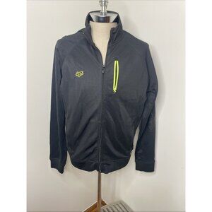FOX Racing Softshell Jacket Black XL Style 06218 Zipper Pockets Green Logo